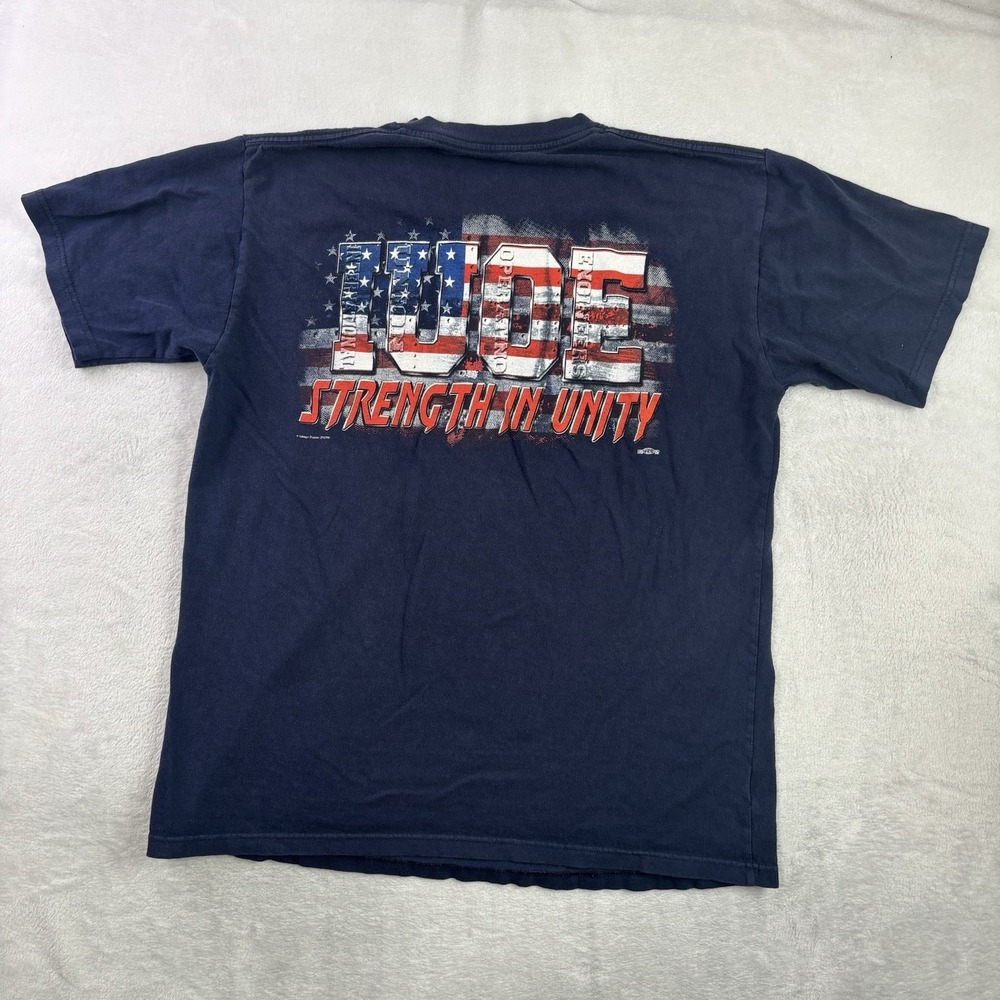 IOUE Strength In Unity Labor Union Line Blue Short Sleeve Graphic Shirt Men's L